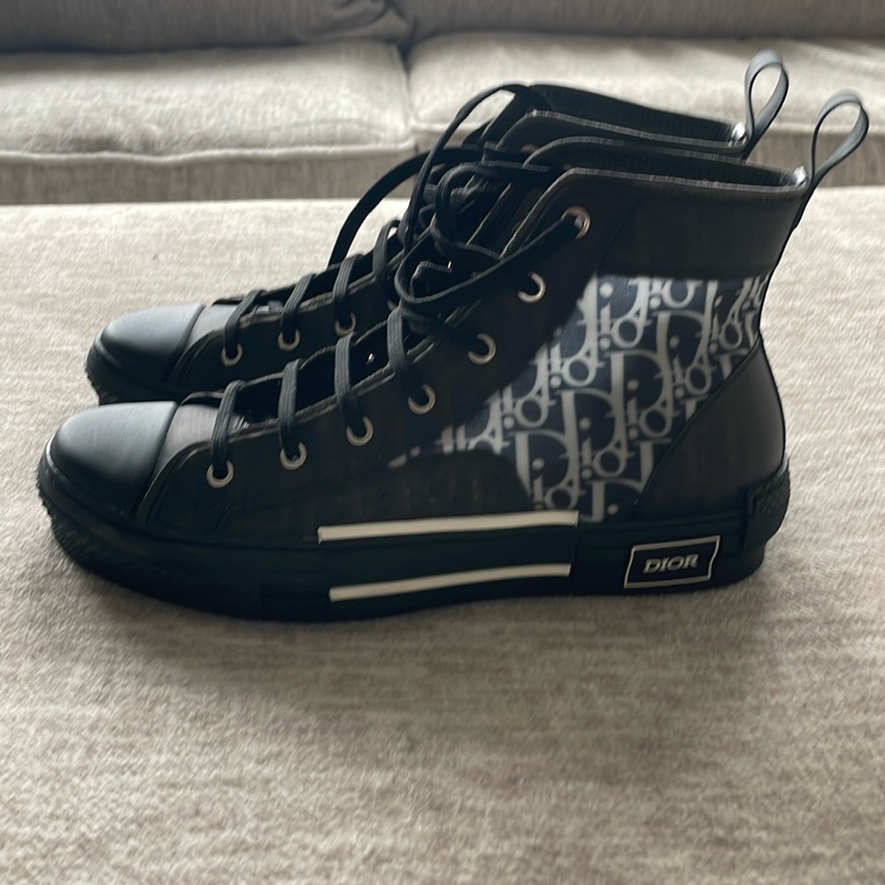 Mens Dior oblique black high top sneaker